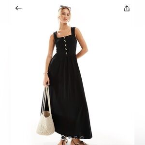 black square neck midi sundress